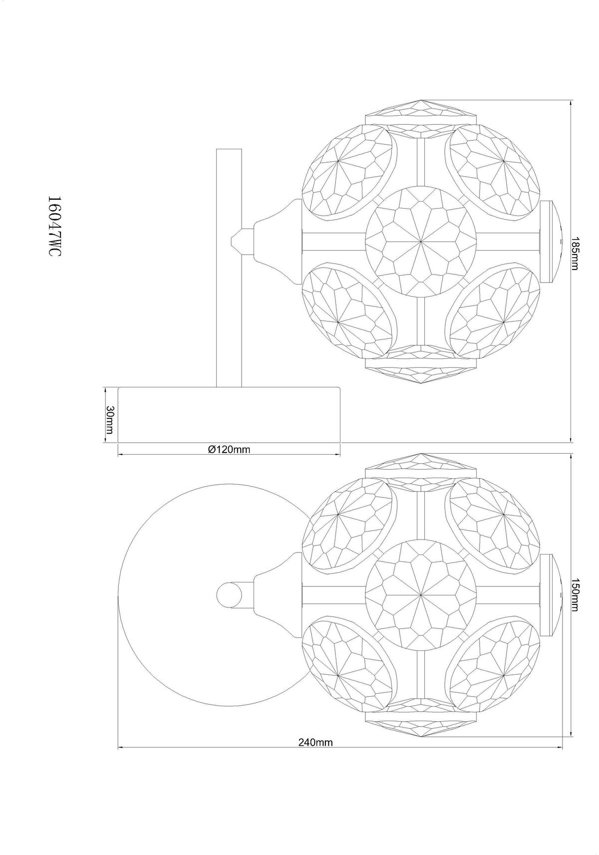 LED-WANDLEUCHTE 15/24 cm   - Klar/Chromfarben, KONVENTIONELL, Glas/Metall (15/24cm) - Globo