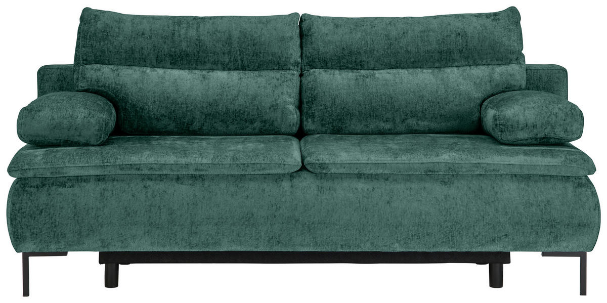 BOXSPRINGSOFA in Webstoff Grün  - Schwarz/Grün, Design, Textil/Metall (202/93/100cm) - Novel
