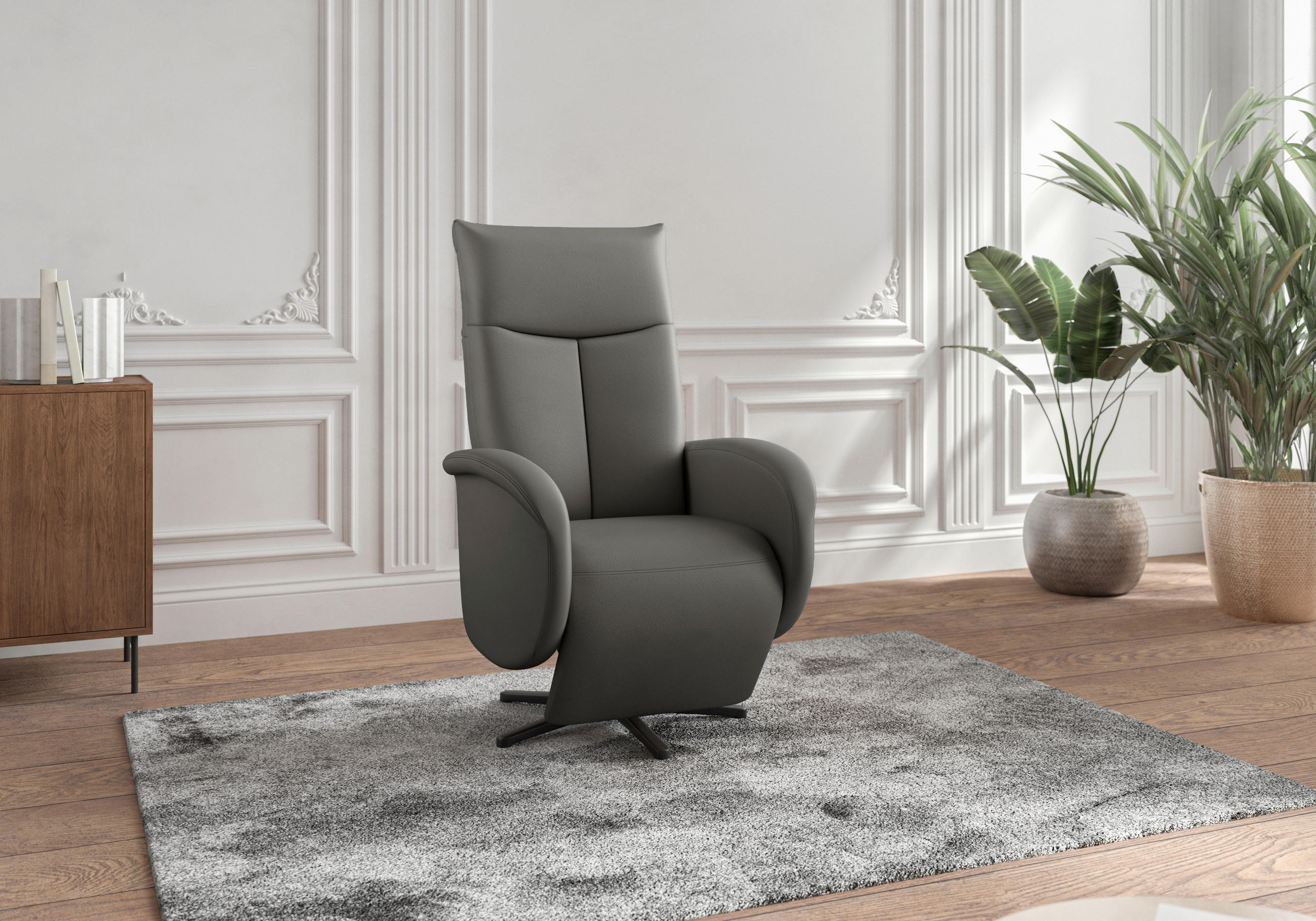 DREHSTUHL Anthrazit  - Anthrazit/Schwarz, MODERN, Leder/Metall (75/112/82cm) - Sit & More