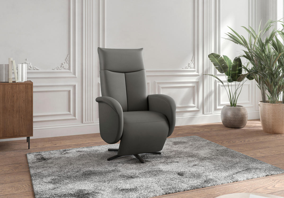 DREHSTUHL Anthrazit  - Anthrazit/Schwarz, MODERN, Leder/Metall (75/112/82cm) - Sit & More