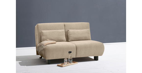 SCHLAFSOFA Flachgewebe Beige  - Beige/Schwarz, KONVENTIONELL, Textil/Metall (150/85/100cm) - Carryhome