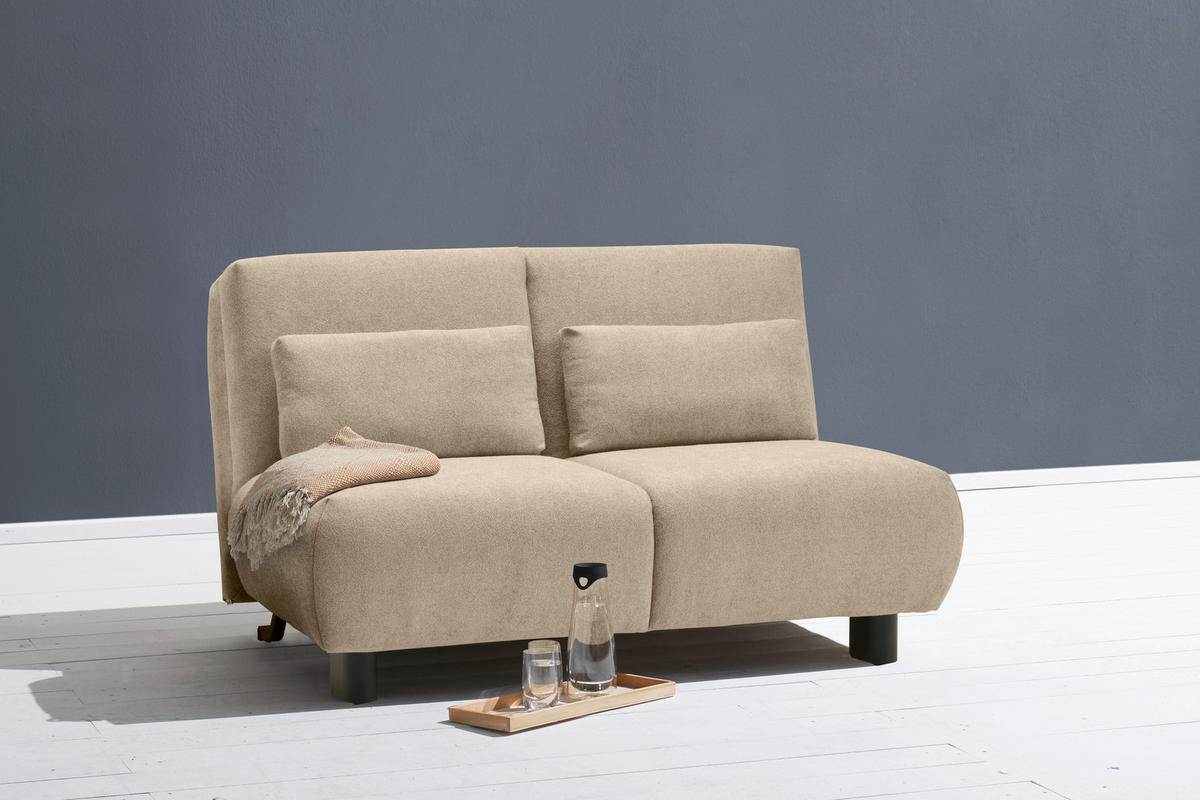 SCHLAFSOFA Flachgewebe Beige  - Beige/Schwarz, KONVENTIONELL, Textil/Metall (150/85/100cm) - Carryhome