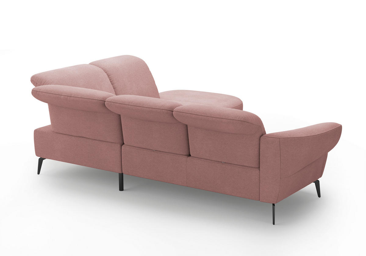 ECKSOFA in Mikrofaser Altrosa  302/270 cm  - Schwarz/Altrosa, MODERN, Textil/Metall (302/270cm) - Sit & More