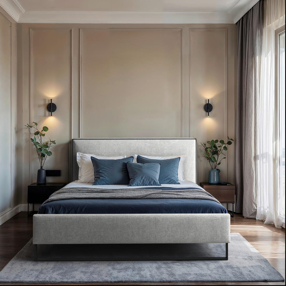 POLSTERBETT 180/200 cm,  in Beige, gepolstertes Kopfteil, Lattenrost, Bettkasten,  - Beige/Schwarz, MODERN, Holz/Holzwerkstoff (180/200cm) - MID.YOU