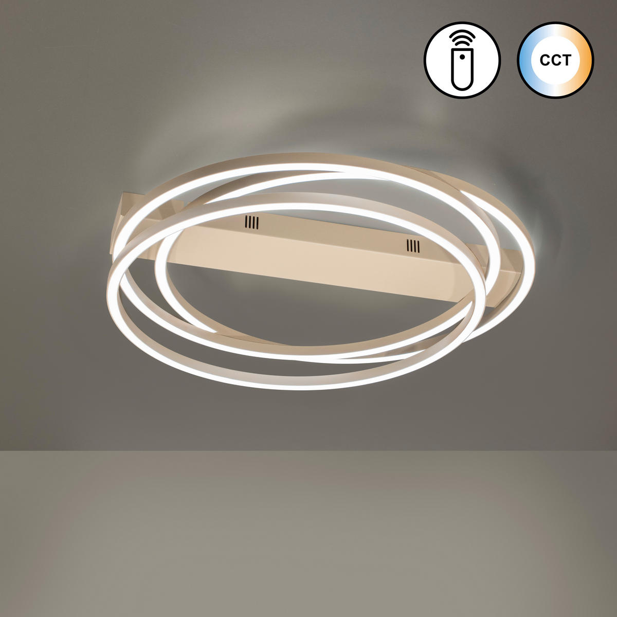 LED-DECKENLEUCHTE 56/56/8,5 cm  - Sandfarben, Design, Metall (56/56/8,5cm) - Fischer & Honsel