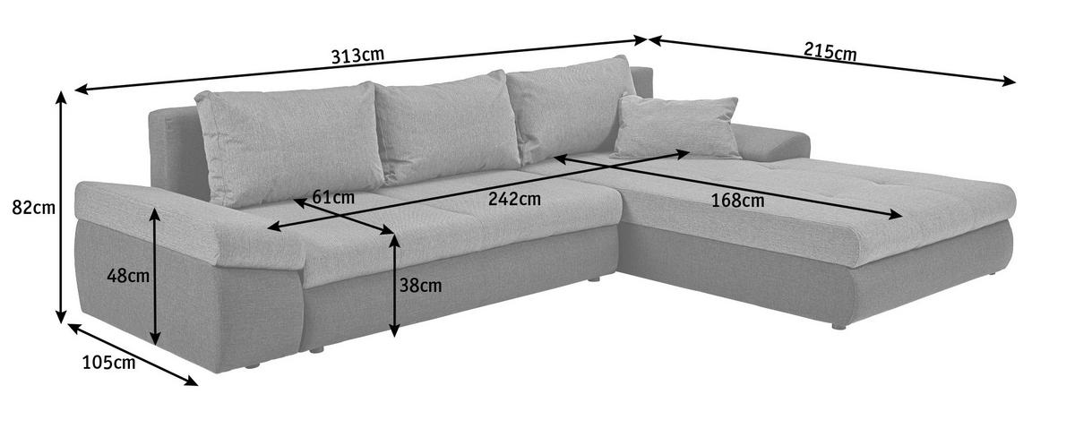 ECKSOFA in Webstoff Braun, Beige  313/215 cm  - Beige/Creme, Design, Kunststoff/Textil (313/215cm) - Carryhome