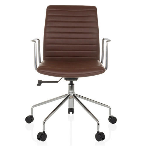 DREHSTUHL Braun  - Silberfarben/Braun, MODERN, Leder/Kunststoff (58/93-101/59cm) - MID.YOU