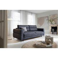 SCHLAFSOFA Nordic in Velours Blau  - Blau/Schwarz, Basics, Textil/Metall (232/94/102cm) - Livetastic