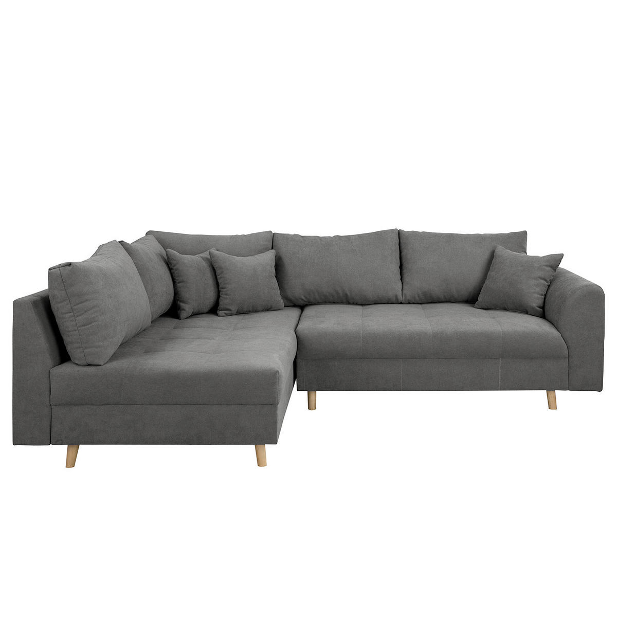ECKSOFA inkl. Hocker Ariella Dunkelgrau Mikrofaser  - Dunkelgrau/Naturfarben, Design, Holz/Textil (161/231cm) - Livetastic