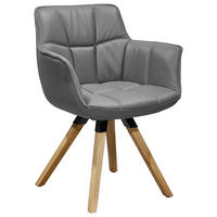 ARMLEHNSTUHL  in Echtleder pigmentiert  - Eichefarben/Dunkelgrau, Design, Leder/Holz (67/85/60cm) - Musterring