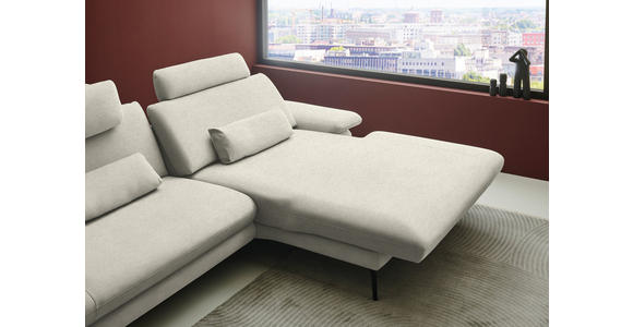 ECKSOFA  in Chenille, Flachgewebe Naturfarben Rücken echt  284/180 cm  - Schwarz/Naturfarben, Design, Textil/Metall (284/180cm) - Dieter Knoll