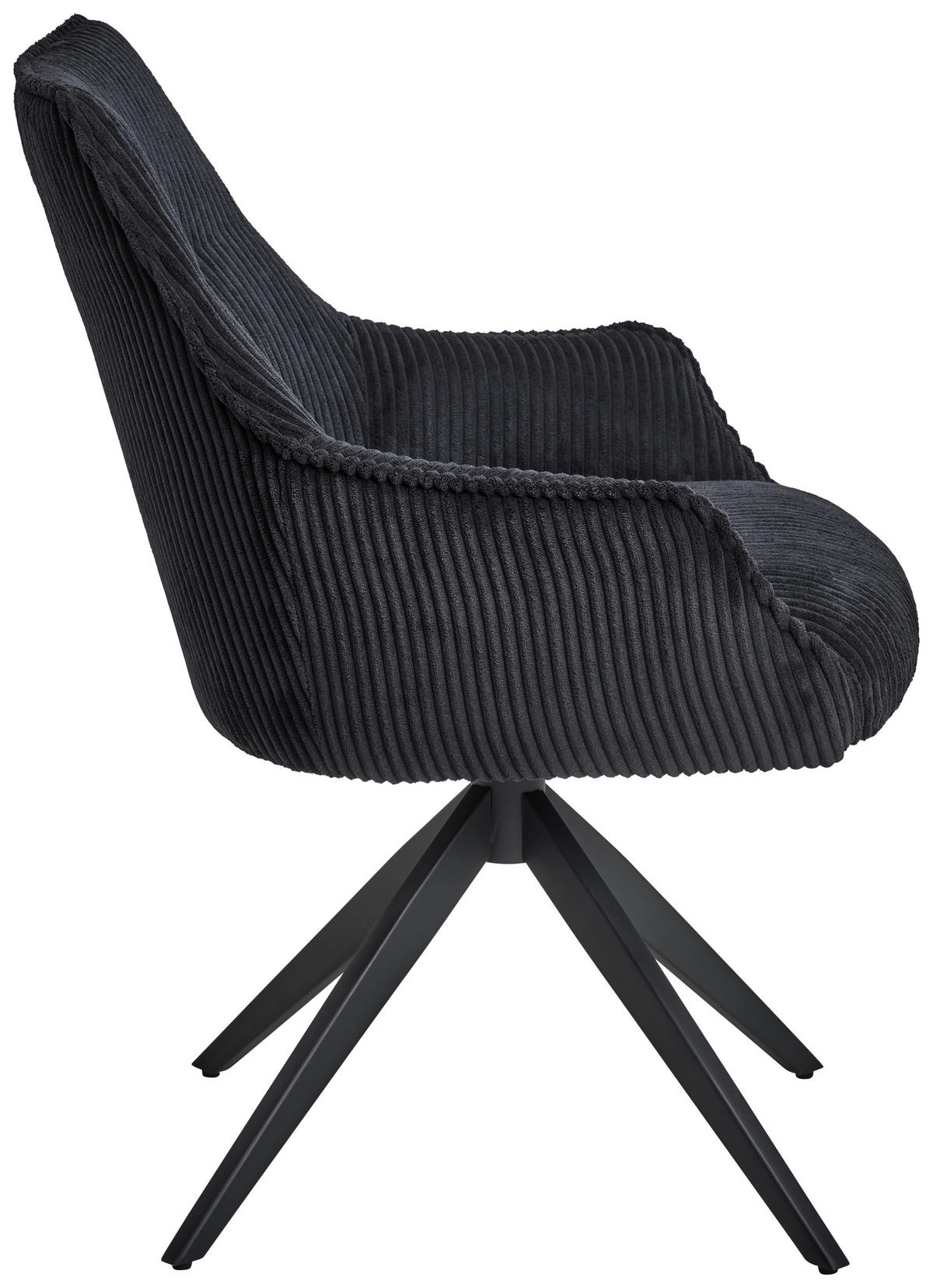 ARMLEHNSTUHL  in Eisen Cord  - Schwarz, LIFESTYLE, Textil/Metall (61/87/65cm) - MID.YOU