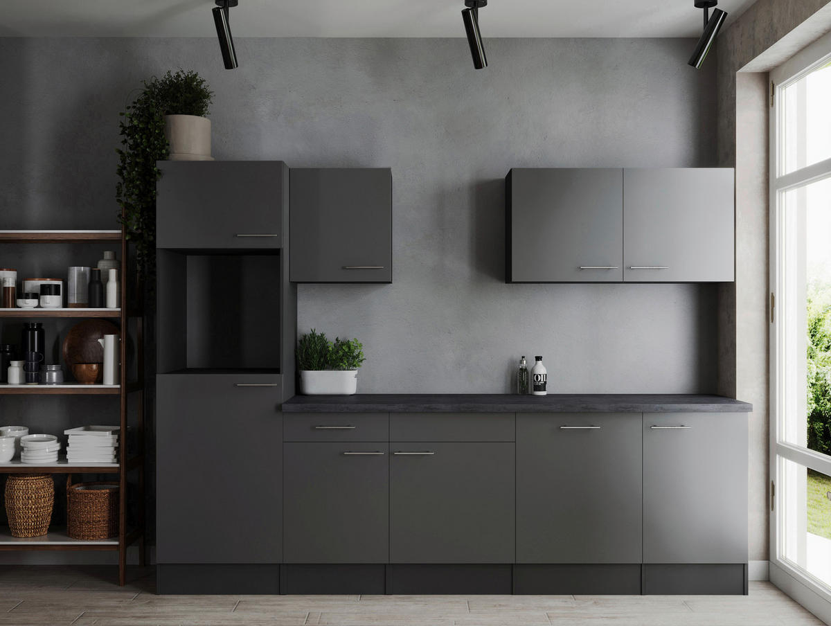 MODULKÖK UTAN VITVAROR 280 cm   i grå  - silver/grå, Design, metall/trämaterial (280cm) - Respekta