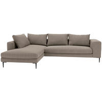 ECKSOFA Struktur Taupe  - Taupe/Schwarz, Modern, Textil/Metall (210/295cm) - Trendmanufaktur