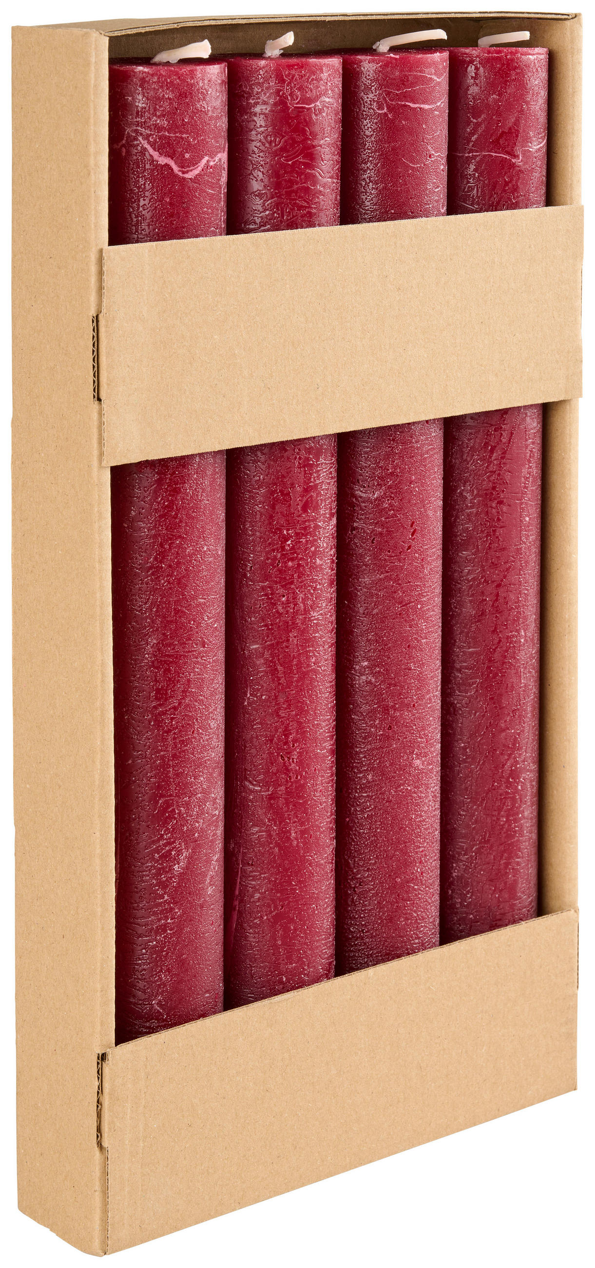 VÁLCOVÁ SVÍČKA - vínově červená, Trend, přírodní materiály (3,5/28cm) - Ambia Home