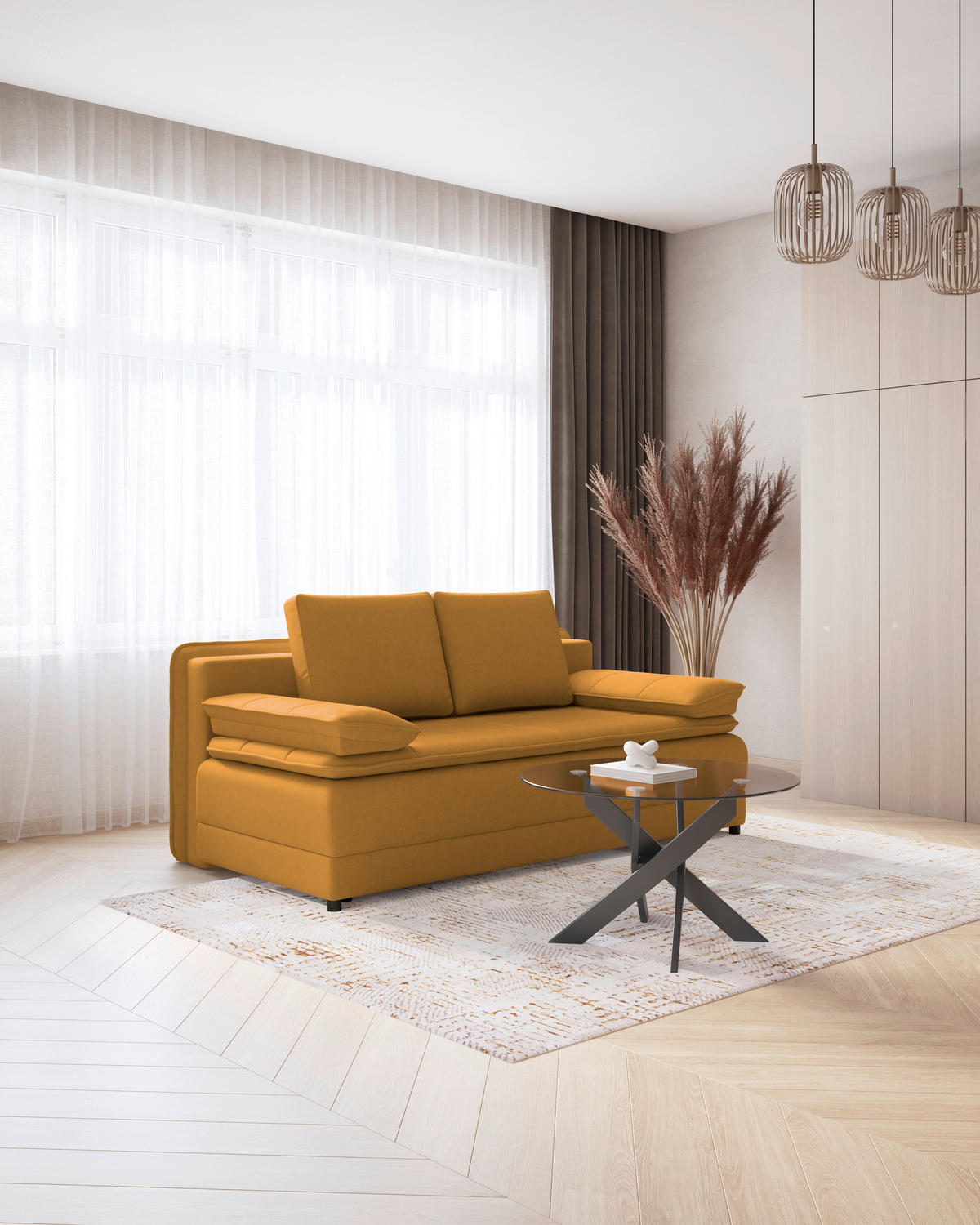 SCHLAFSOFA in Webstoff Gelb  - Gelb/Schwarz, Modern, Kunststoff/Textil (202/73-92/105cm) - MID.YOU