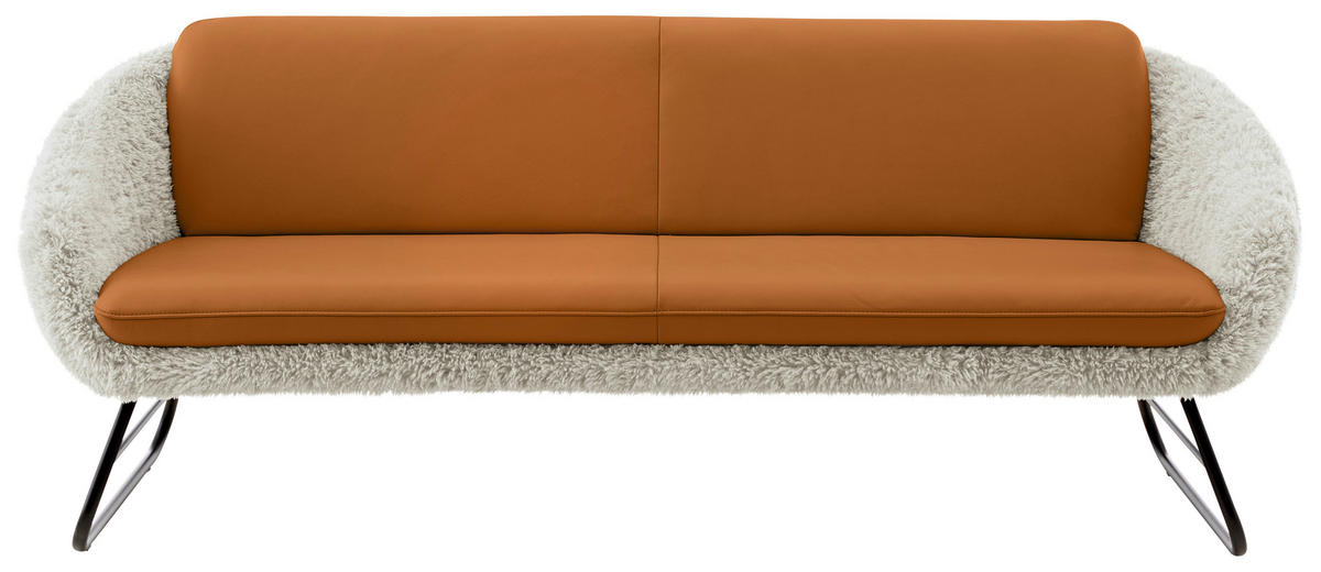SITZBANK 219/87/78 cm  in Beige, Rostfarben  - Rostfarben/Beige, Design, Leder/Textil (219/87/78cm) - Koinor
