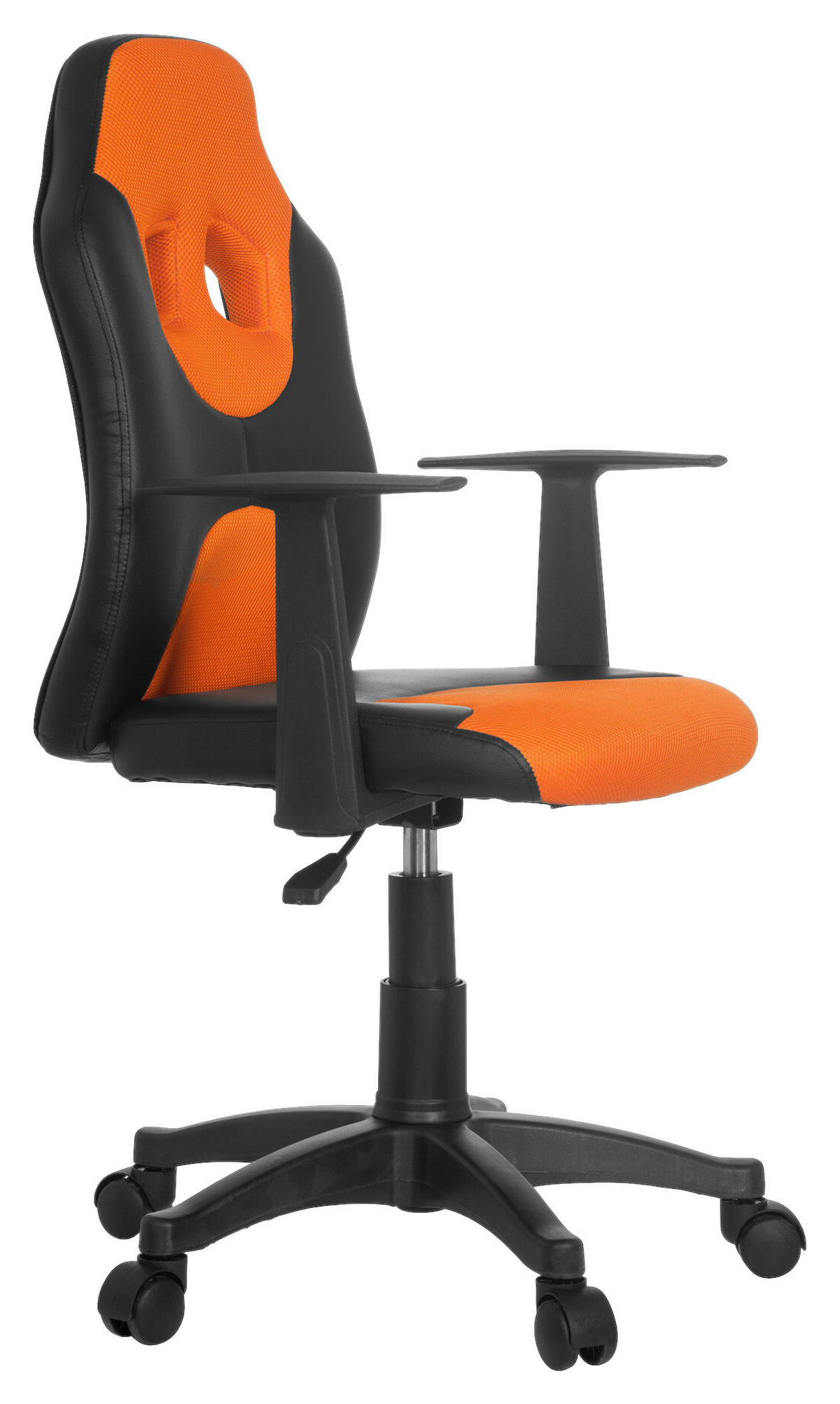 OTOČNÁ ŽIDLE PRO MLÁDEŽ, oranžová, černá - oranžová/černá, Basics, plast (54/90-100/48cm) - MID.YOU