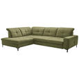 ECKSOFA in Chenille Olivgrün  240/308 cm  - Schwarz/Olivgrün, Design, Textil/Metall (240/308cm) - Xora
