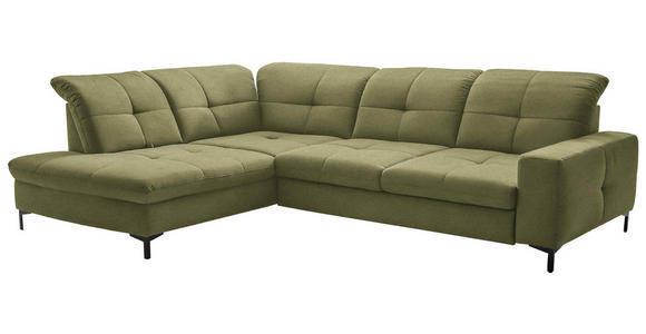 ECKSOFA in Chenille Olivgrün 240/308 cm - Schwarz/Olivgrün, Design, Textil/Metall (240/308cm) - Xora