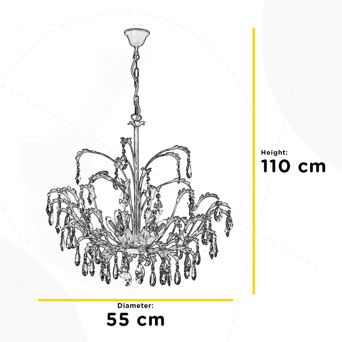 KRISTALL-HÄNGELEUCHTE 55/55/85 cm   - Cognac, KONVENTIONELL, Metall (55/55/85cm)