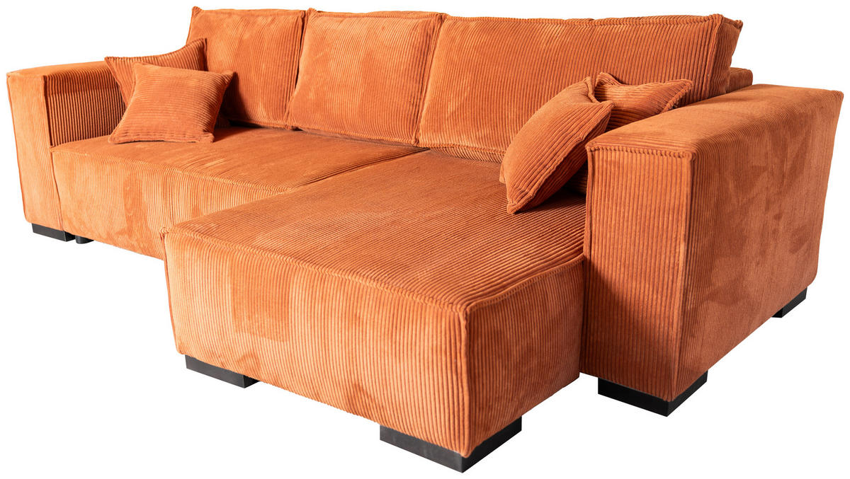 ECKSOFA in Cord Terracotta  - Terracotta/Braun, KONVENTIONELL, Holz/Textil (230/190cm) - Carryhome