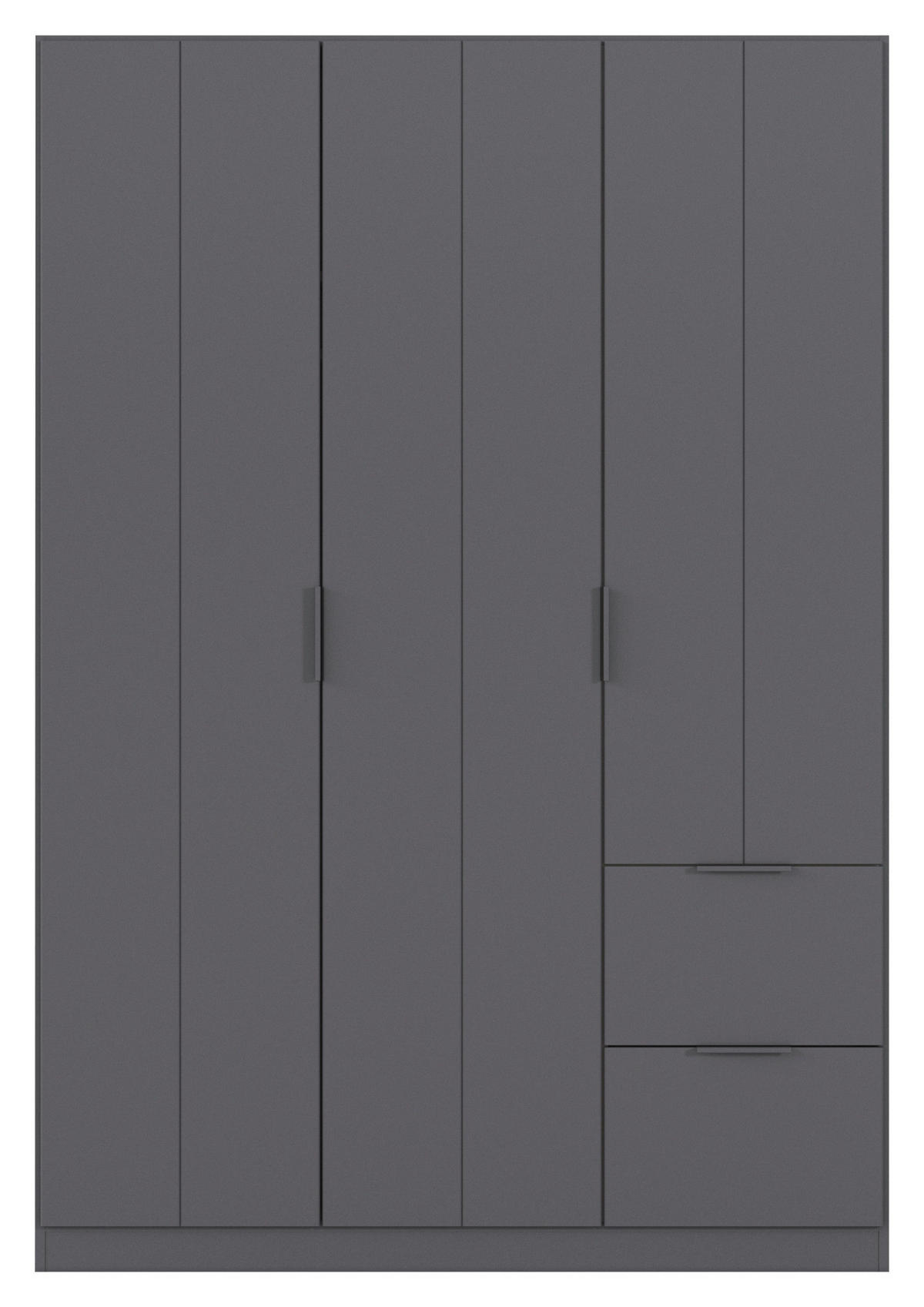 GARDEROB MED GÅNGJÄRN 136/197/54 cm 3-dörrar - grå, Modern, metall/trämaterial (136/197/54cm) - Rauch Möbel