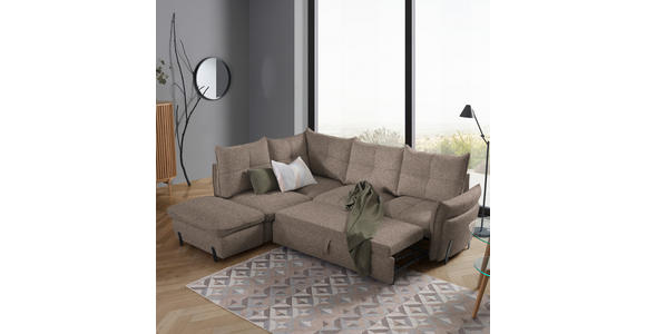 ECKSOFA Beige Bouclé  - Beige/Schwarz, Design, Textil/Metall (220/250cm) - Xora