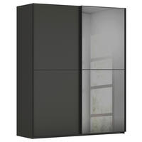 SCHWEBETÜRENSCHRANK in Graphitfarben, Schwarz  - Schwarz/Graphitfarben, Konventionell, Glas/Holzwerkstoff (181/223/68cm) - Novel