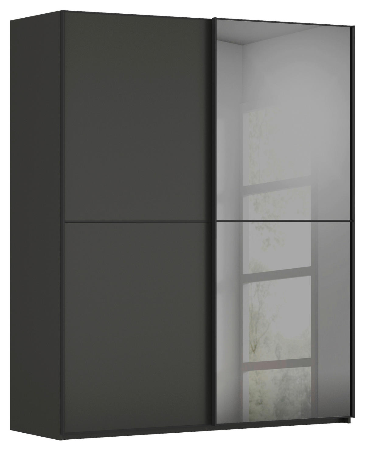 SCHWEBETÜRENSCHRANK in Graphitfarben, Schwarz  - Schwarz/Graphitfarben, Konventionell, Glas/Holzwerkstoff (181/223/68cm) - Novel