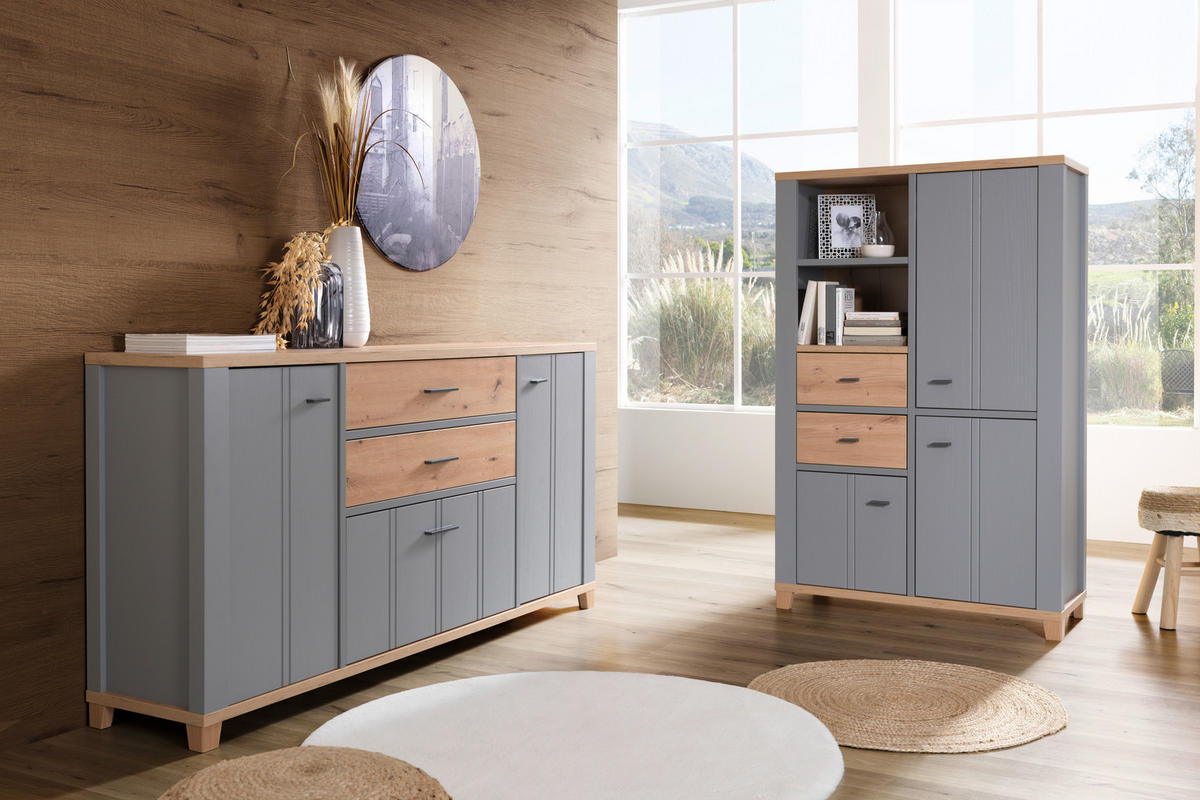 HIGHBOARD  in 95/148/40 cm  - Graphitfarben/Eiche Artisan, Basics, Holzwerkstoff/Kunststoff (95/148/40cm) - Hom`in