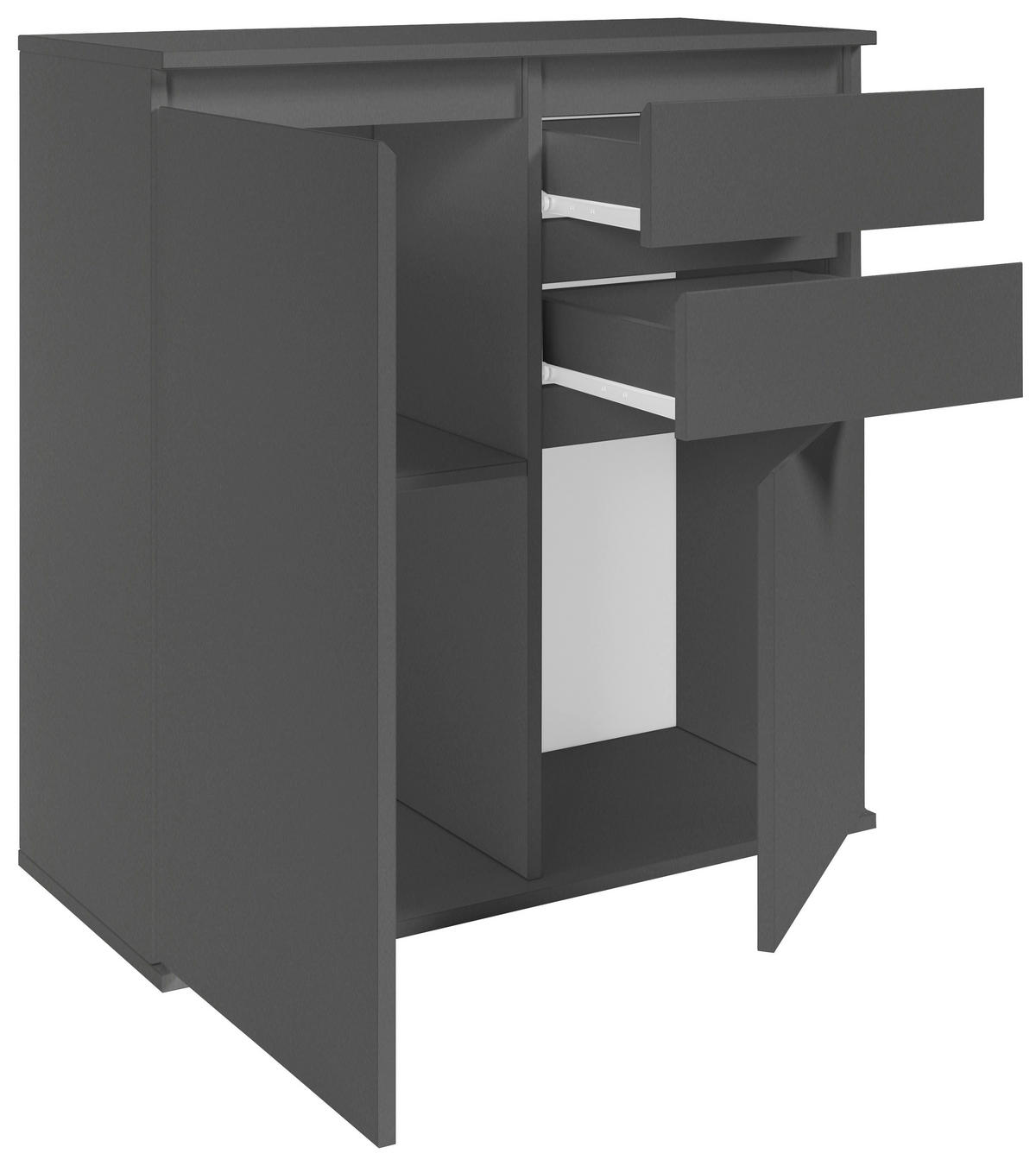 KOMODA, antracit  - siva/antracit, Design, umetna masa/leseni material (80/84/35cm) - Carryhome