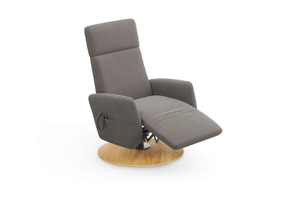 RELAXSESSEL Flachgewebe Aufstehhilfe    - Eichefarben/Graphitfarben, KONVENTIONELL, Holz/Textil (71/110/82cm) - Sit & More