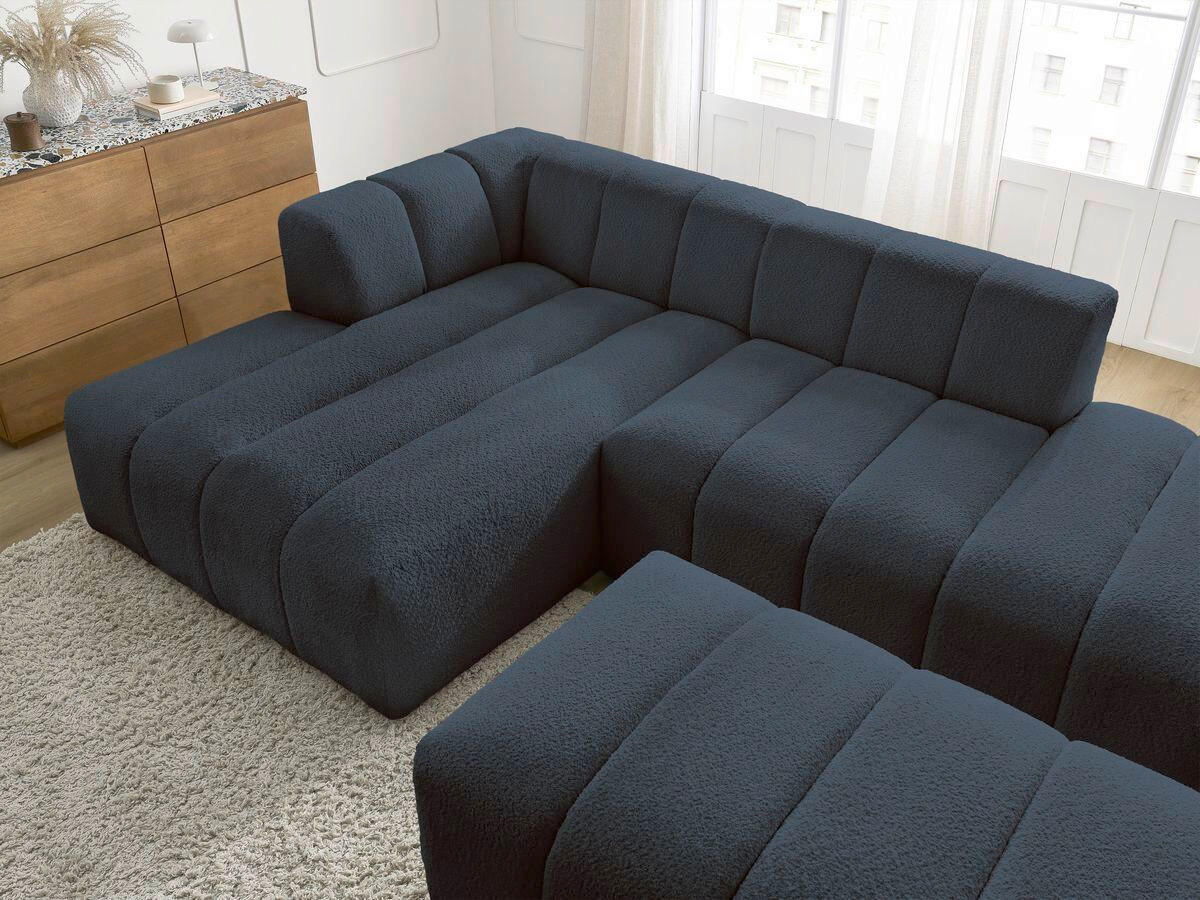 ECKSOFA  ANNECY Dunkelblau Bouclé  - Schwarz/Dunkelblau, MODERN, Kunststoff/Textil (170/262cm)