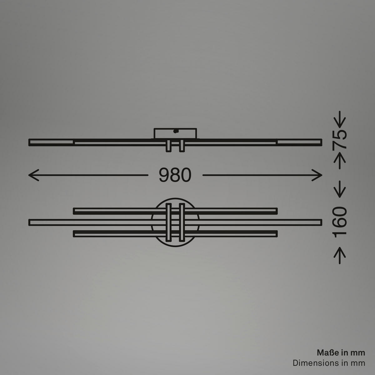 LED-DECKENLEUCHTE Vinka 98/16/6,6 cm  - Schwarz, Design, Kunststoff/Metall (98/16/6,6cm)