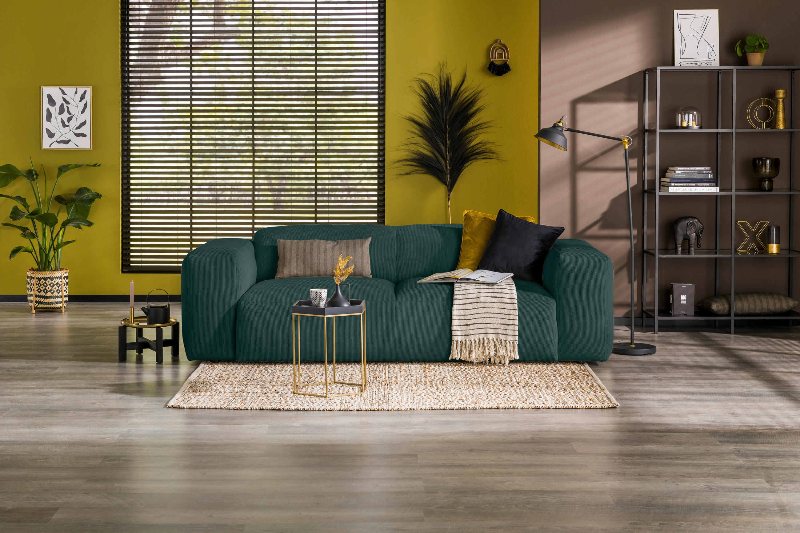 3-SITZER-SOFA in Cord Grün - Schwarz/Grün, Design, Kunststoff/Textil (247/75/104cm) - MID.YOU