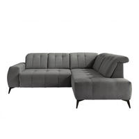 ECKSOFA Grau Cord  - Schwarz/Grau, MODERN, Textil/Metall (261/200cm) - Livetastic
