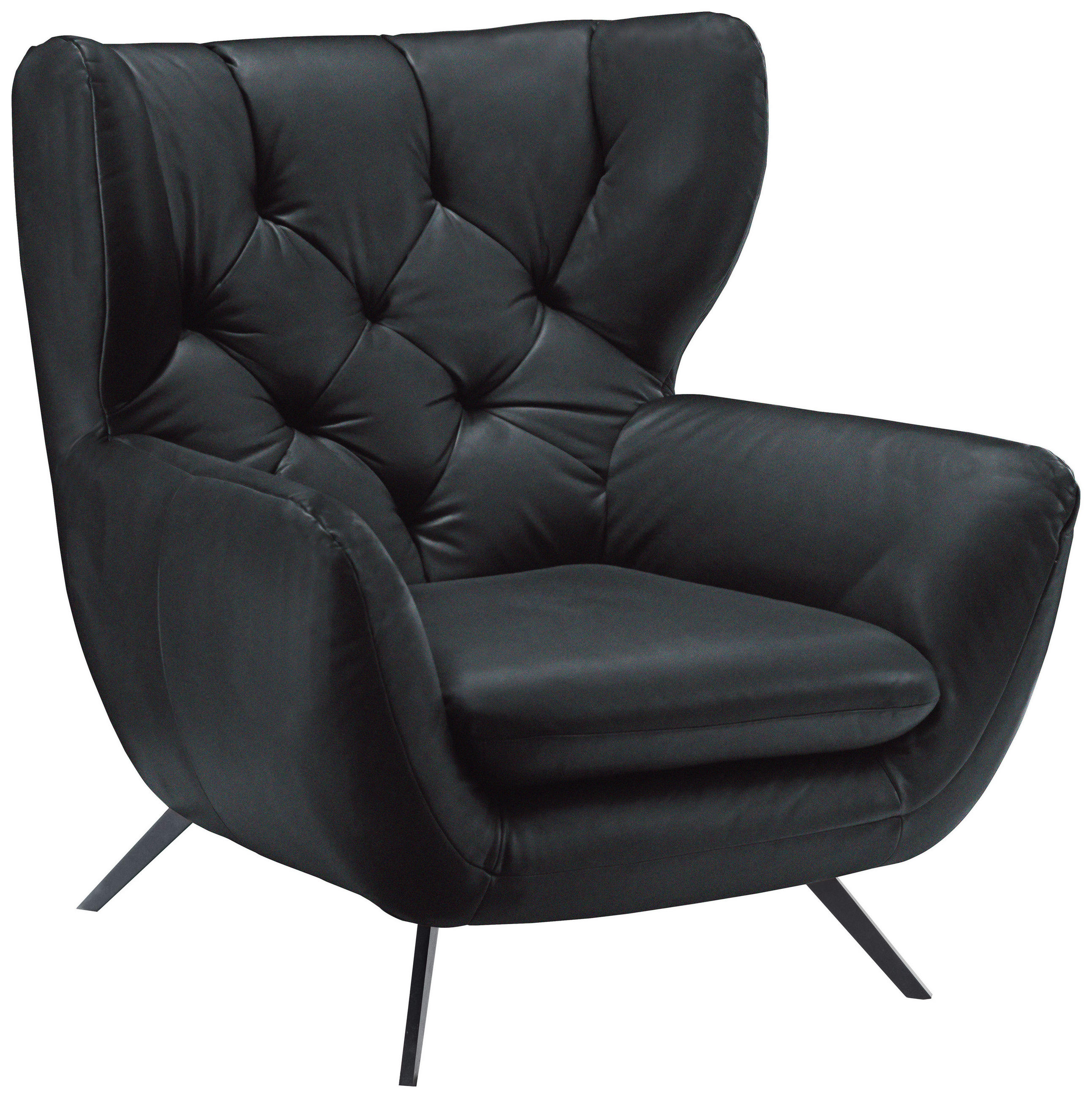 CHESTERFIELD-SESSEL Mikrofaser Schwarz  - Schwarz, Design, Textil/Metall (100/106/95cm) - Pure Home Lifestyle