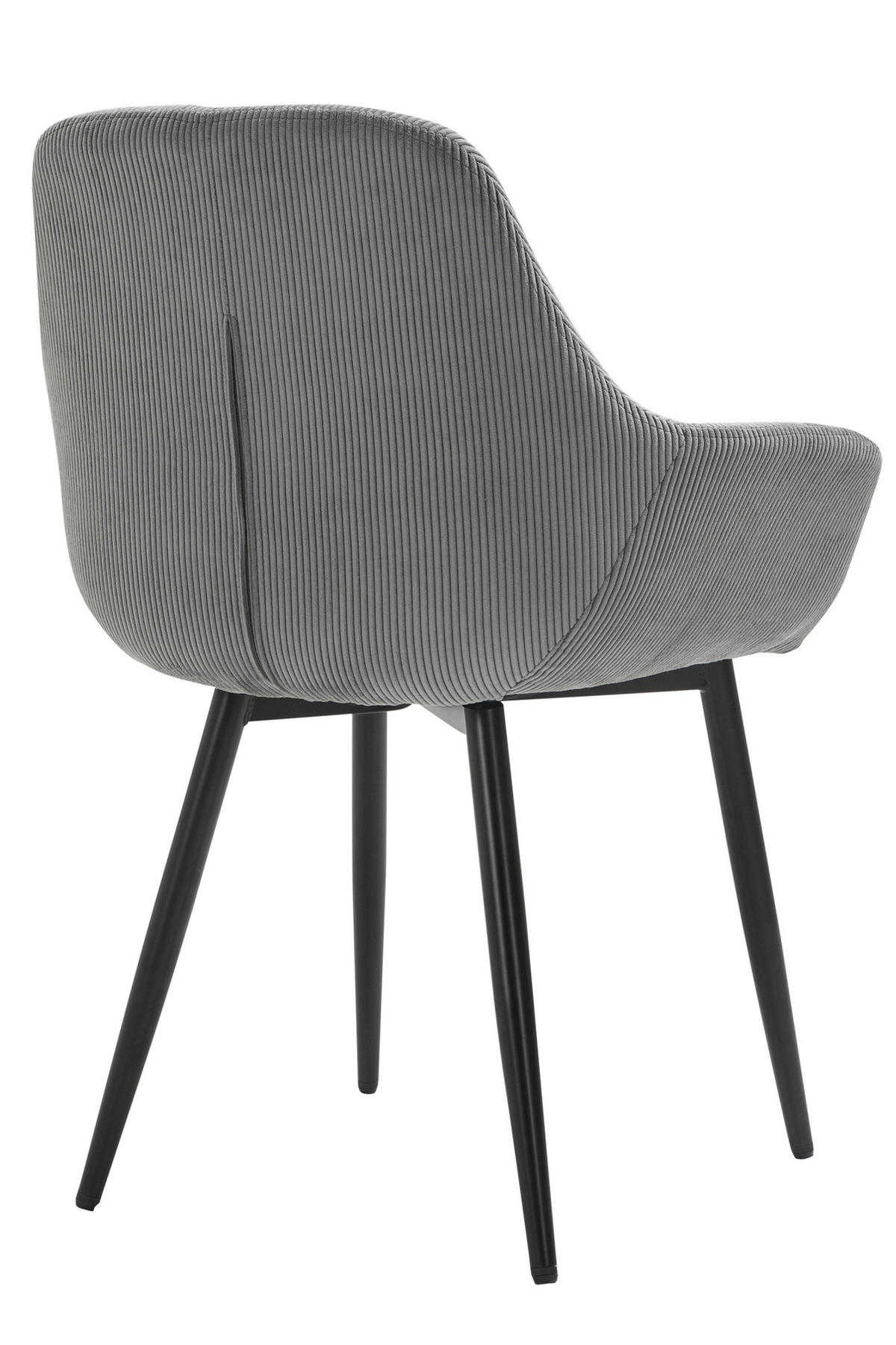 ARMLEHNSTUHL-SET 2 Stück  in Cord  - Schwarz/Grau, MODERN, Textil/Metall (64/86/59cm) - Livetastic