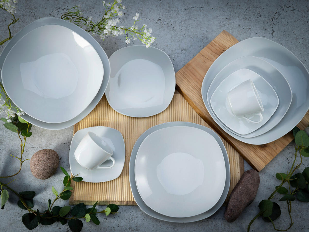 KOMBISERVICE Weiß 30-teilig SQUARE WEISS  - Weiß, Basics, Keramik - Creatable