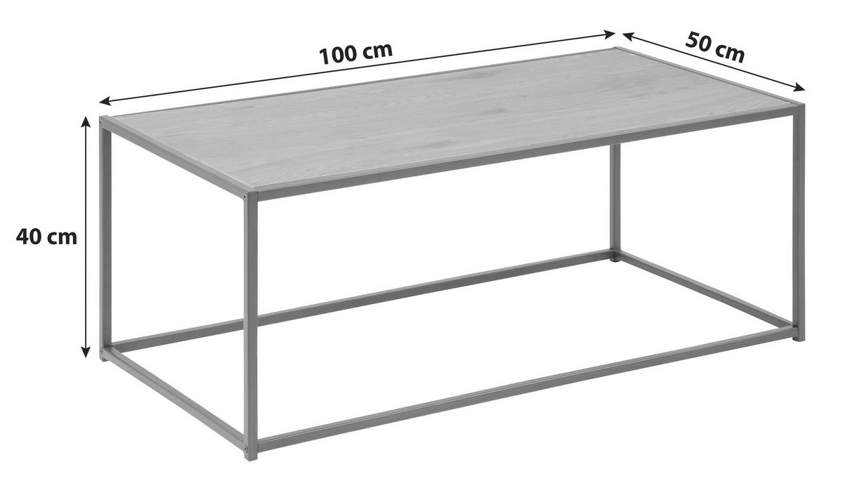 Couchtisch in Eichefarbe in Metall, Holzwerkstoff 100/50/40 cm  - Eichefarben/Schwarz, Trend, Holzwerkstoff/Metall (100/50/40cm) - MID.YOU