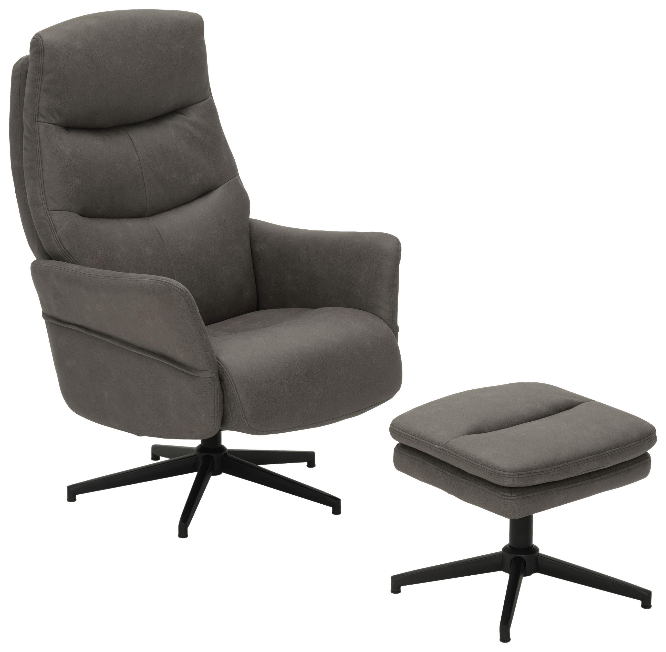 RELAXSESSELSET Lesesessel Mikrofaser    - Schwarz/Grau, Design, Textil/Metall (75/113/98cm) - Livetastic