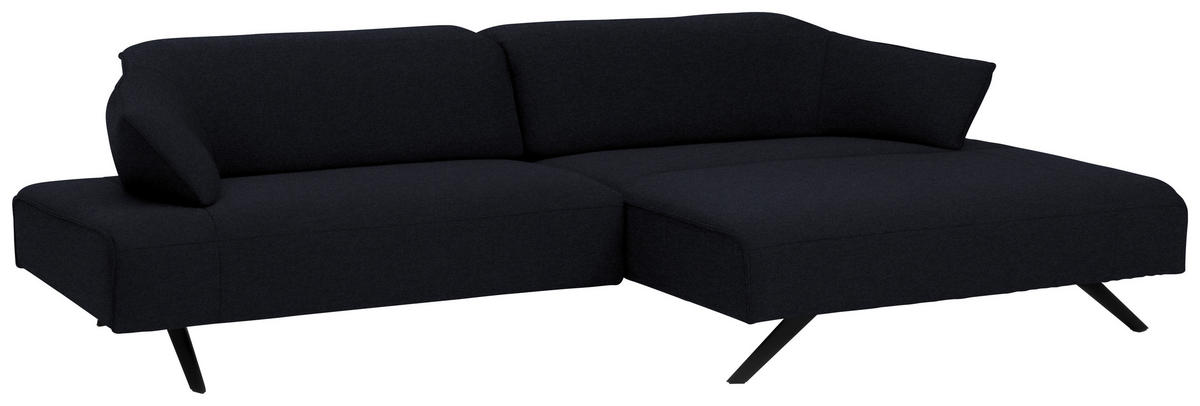 ECKSOFA in Struktur Dunkelblau  - Anthrazit/Dunkelblau, Design, Textil/Metall (276/165cm) - Himolla