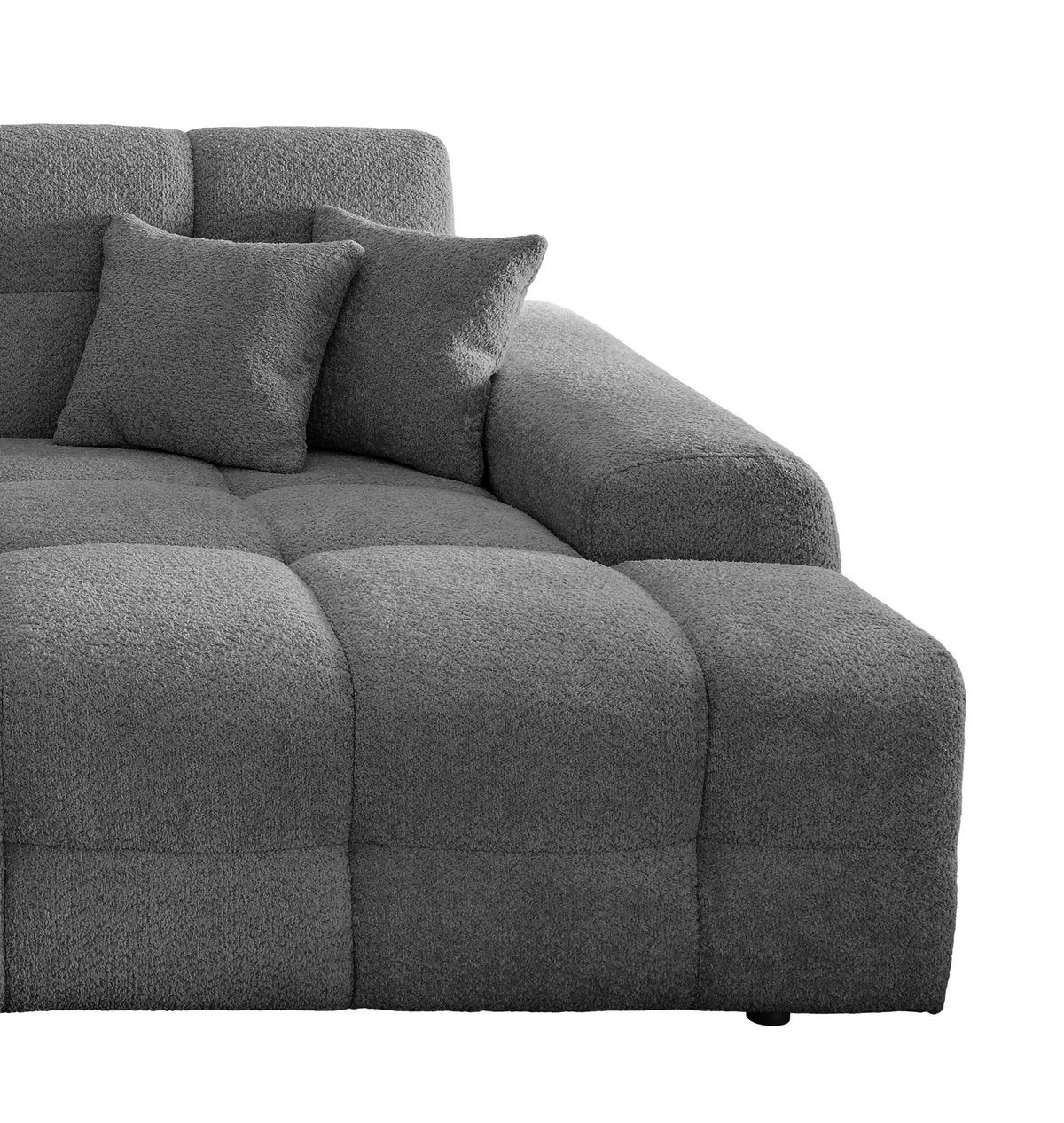 BIGSOFA in Bouclé Anthrazit  - Anthrazit/Schwarz, MODERN, Kunststoff/Textil (304/87/155cm) - Livetastic