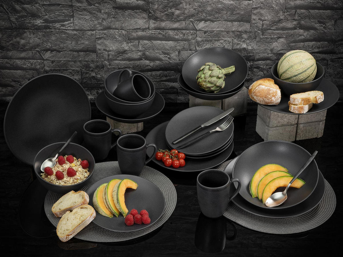 KOMBISERVICE Schwarz Soft Touch black 20-teilig  - Schwarz, Design, Keramik (39,5/43/37cm) - Creatable