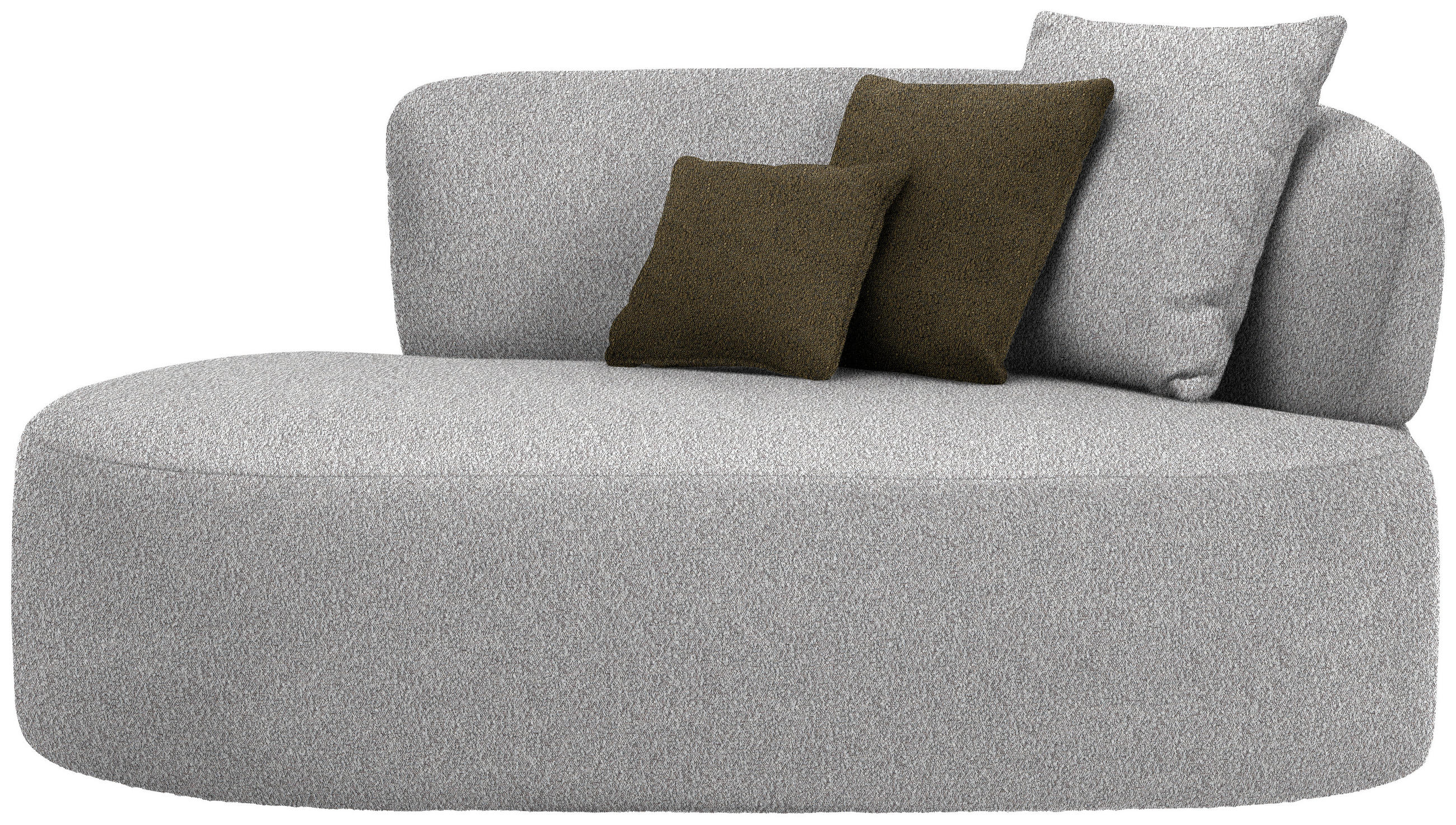 RÉCAMIERE in Bouclé Taupe, Olivgrün  - Taupe/Schwarz, MODERN, Kunststoff/Textil (166/86/105cm) - Hom`in