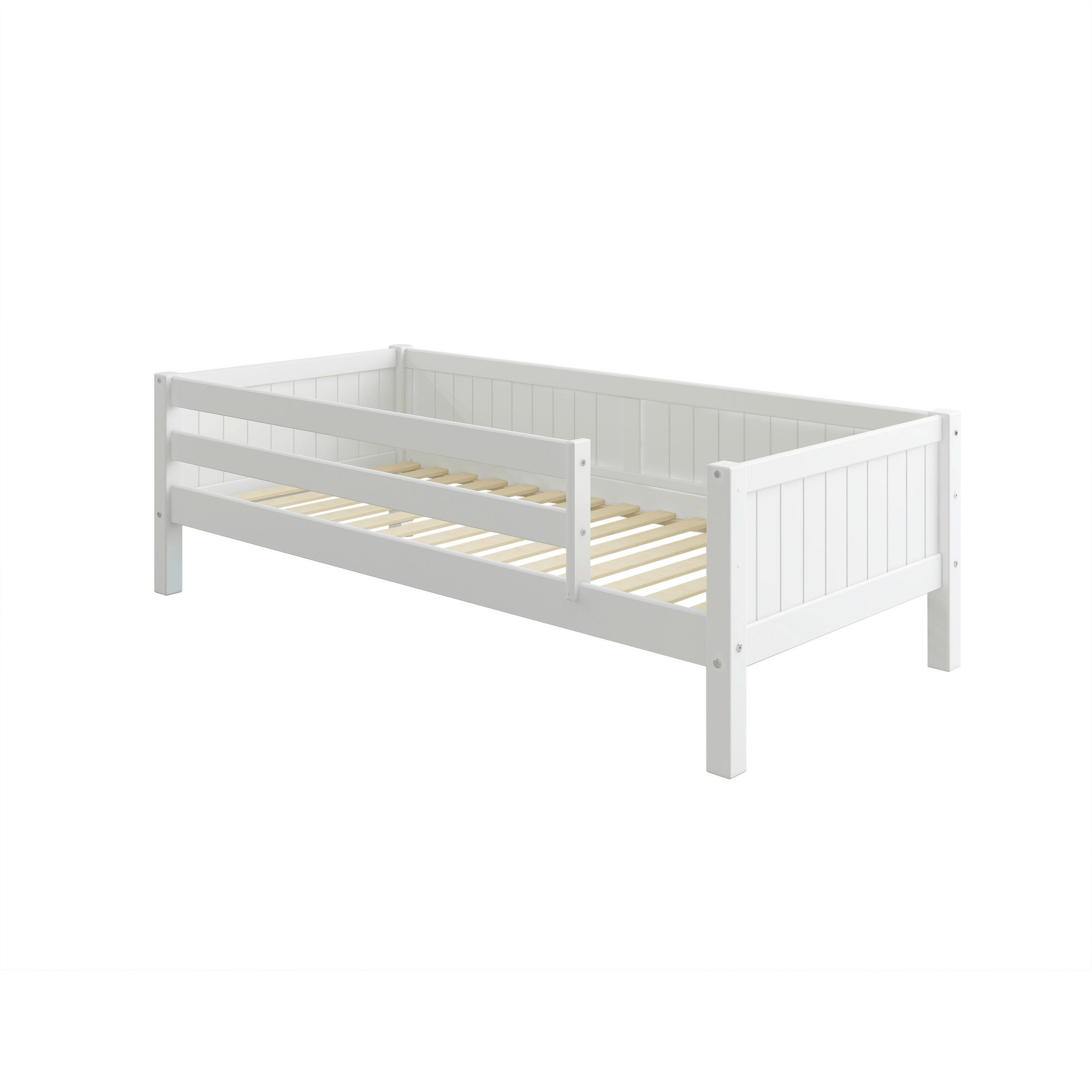 BETT 90/200 cm,  in Weiß, Rollrost, Absturzsicherung  - Weiß, MODERN, Holz (90/200cm) - Chameo
