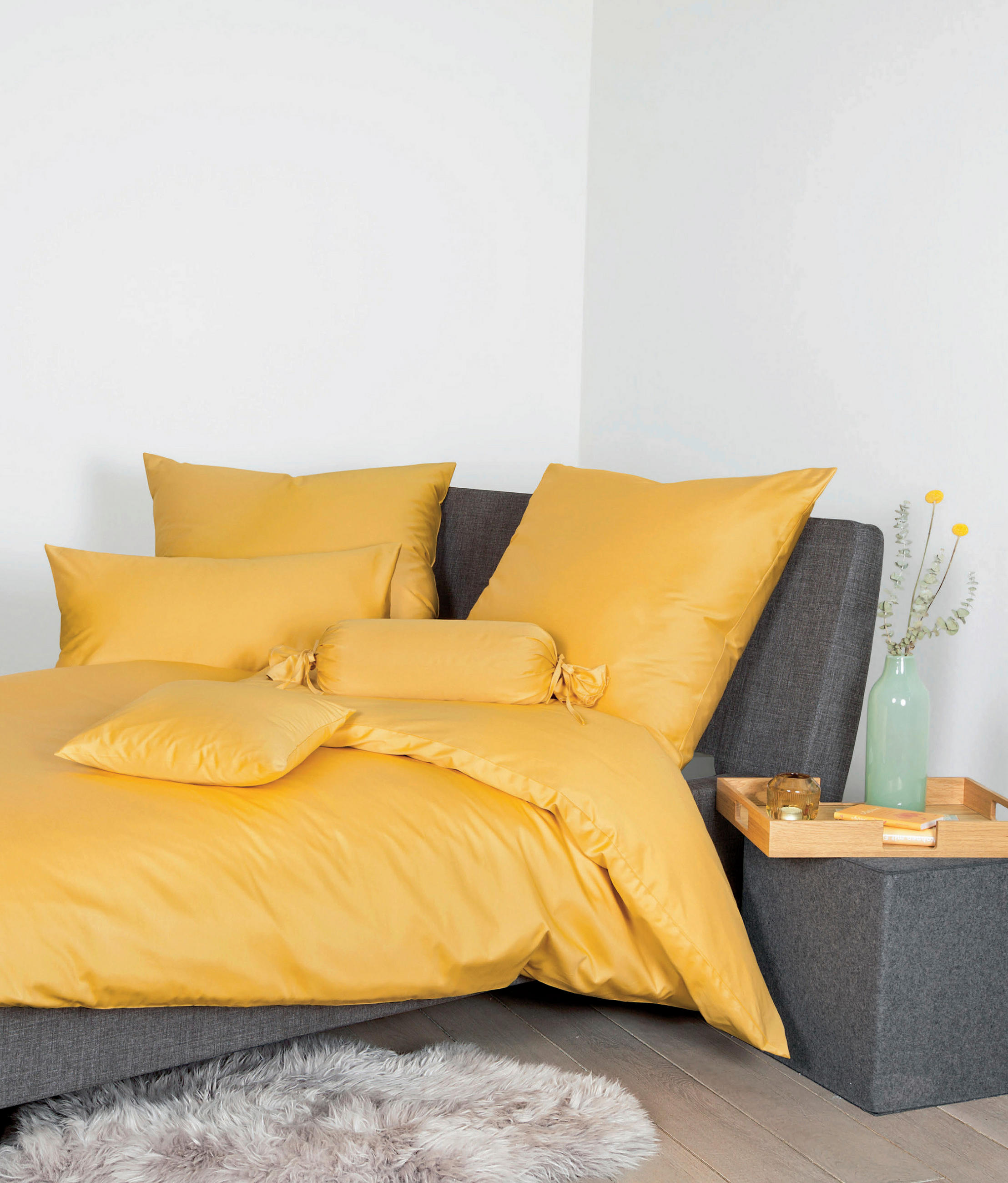 BETTWÄSCHE Giacomo Makosatin 155/220 cm  - Bernsteinfarben, Basics, Textil (155/220cm) - Janine