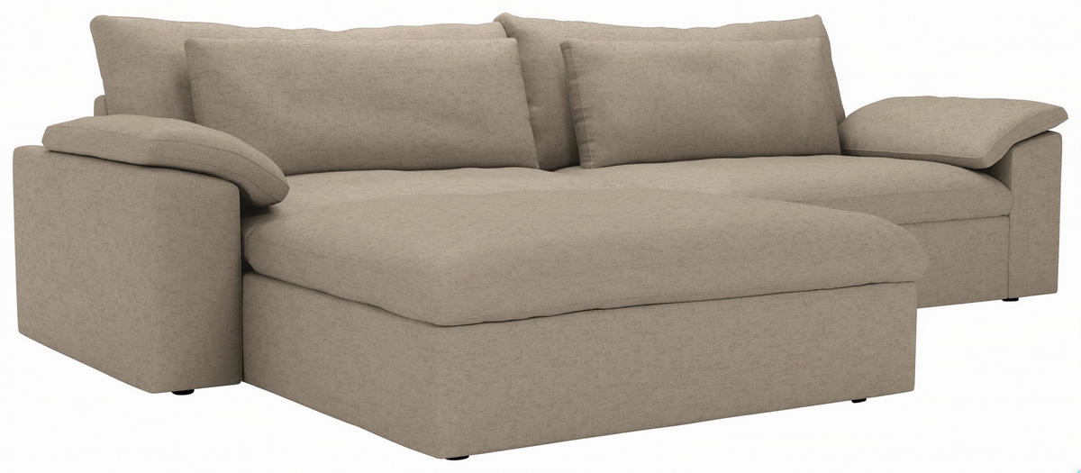 ECKSOFA Flachgewebe Naturfarben  - Schwarz/Naturfarben, Modern, Kunststoff/Textil (198/306cm) - Carryhome