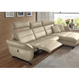 ECKSOFA in Echtleder Ecru  300/157 cm  - Ecru/Schwarz, Design, Leder/Metall (300/157cm) - Dieter Knoll